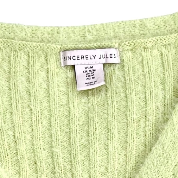 🎁 Sincerely Jules Lime Green Soft Cardigan Sweater Size M - Picture 7 of 10